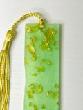 Resin Jade Green Gold Leaf Bookmark