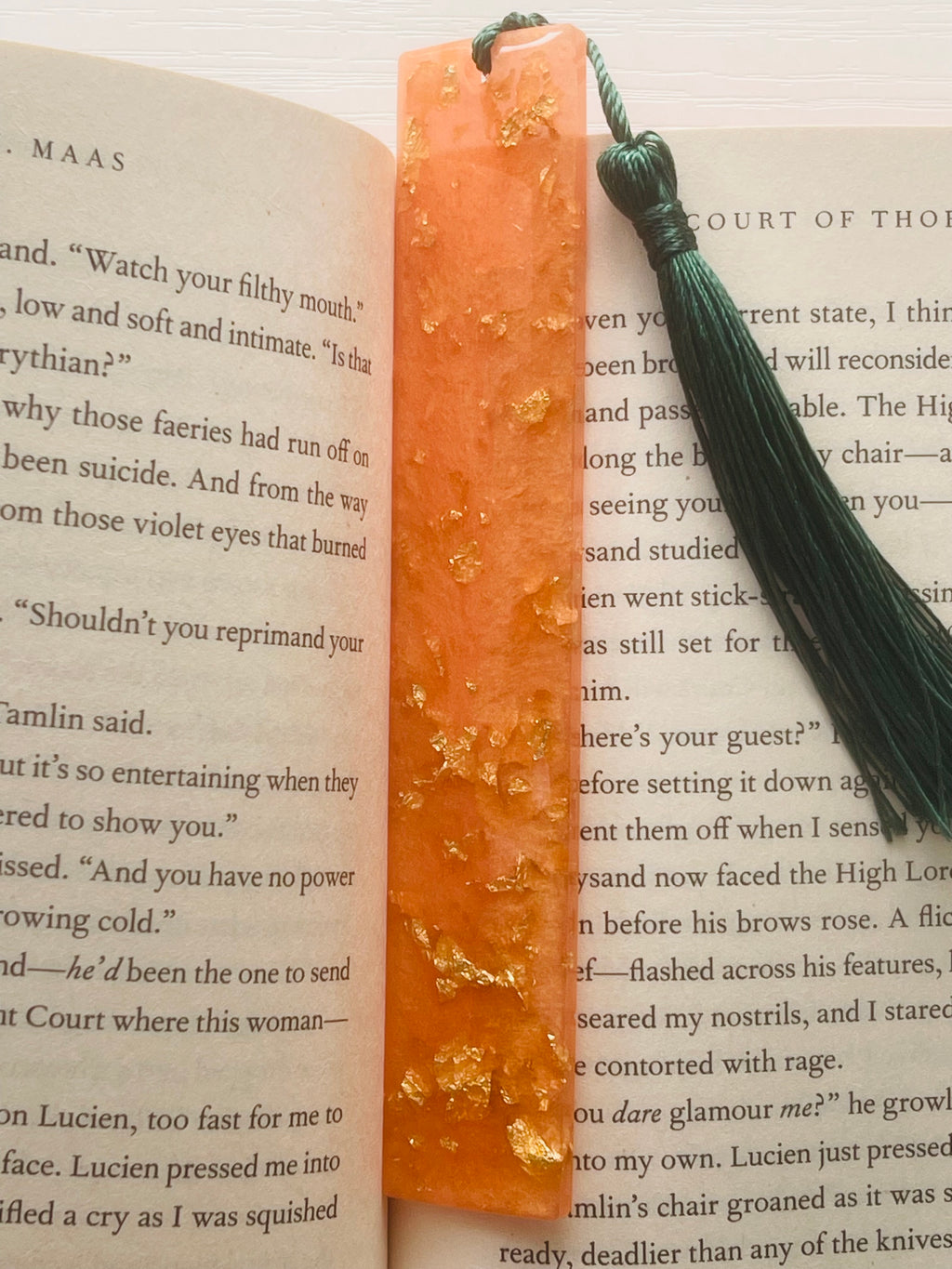Resin Golden Peach Gold Leaf Bookmark