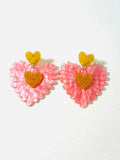 Glitter Heart Fan Earrings