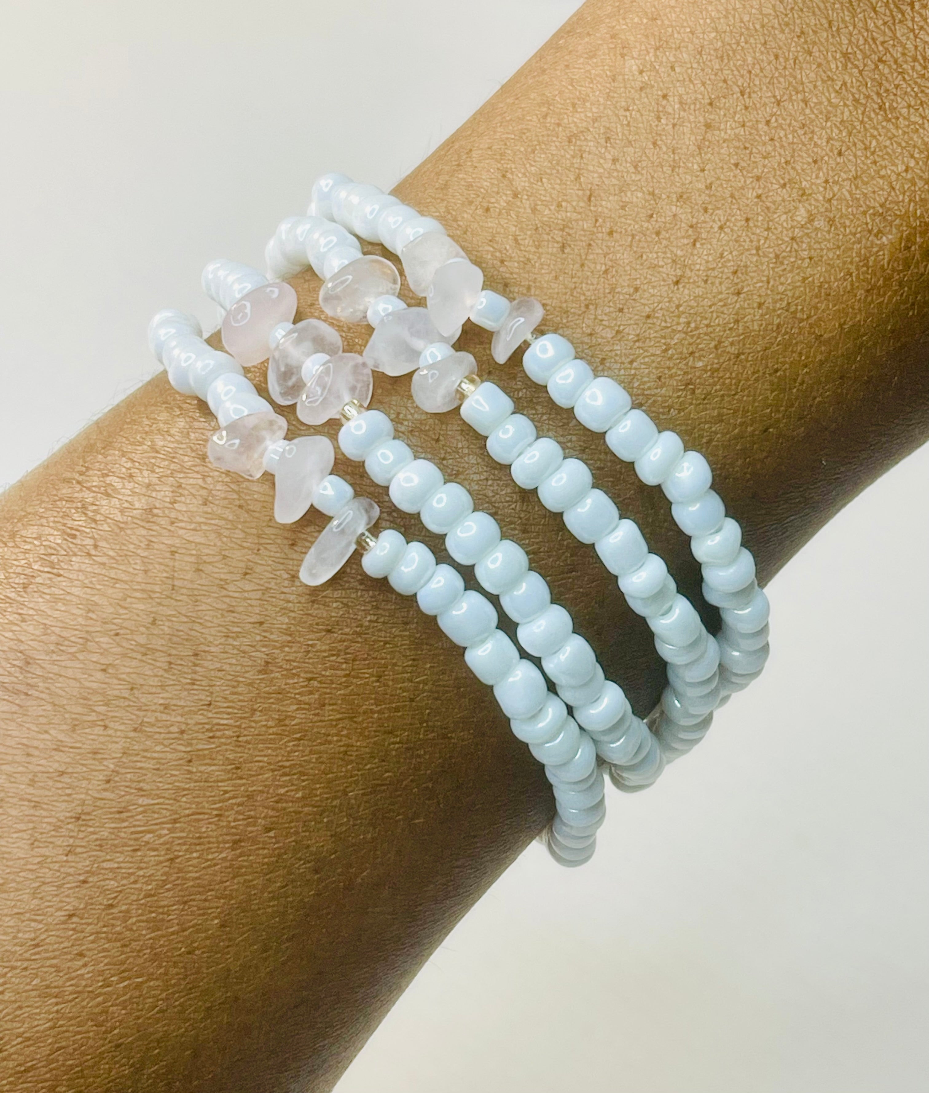 Audrey Rose Quartz Seed Beaded Bracelet