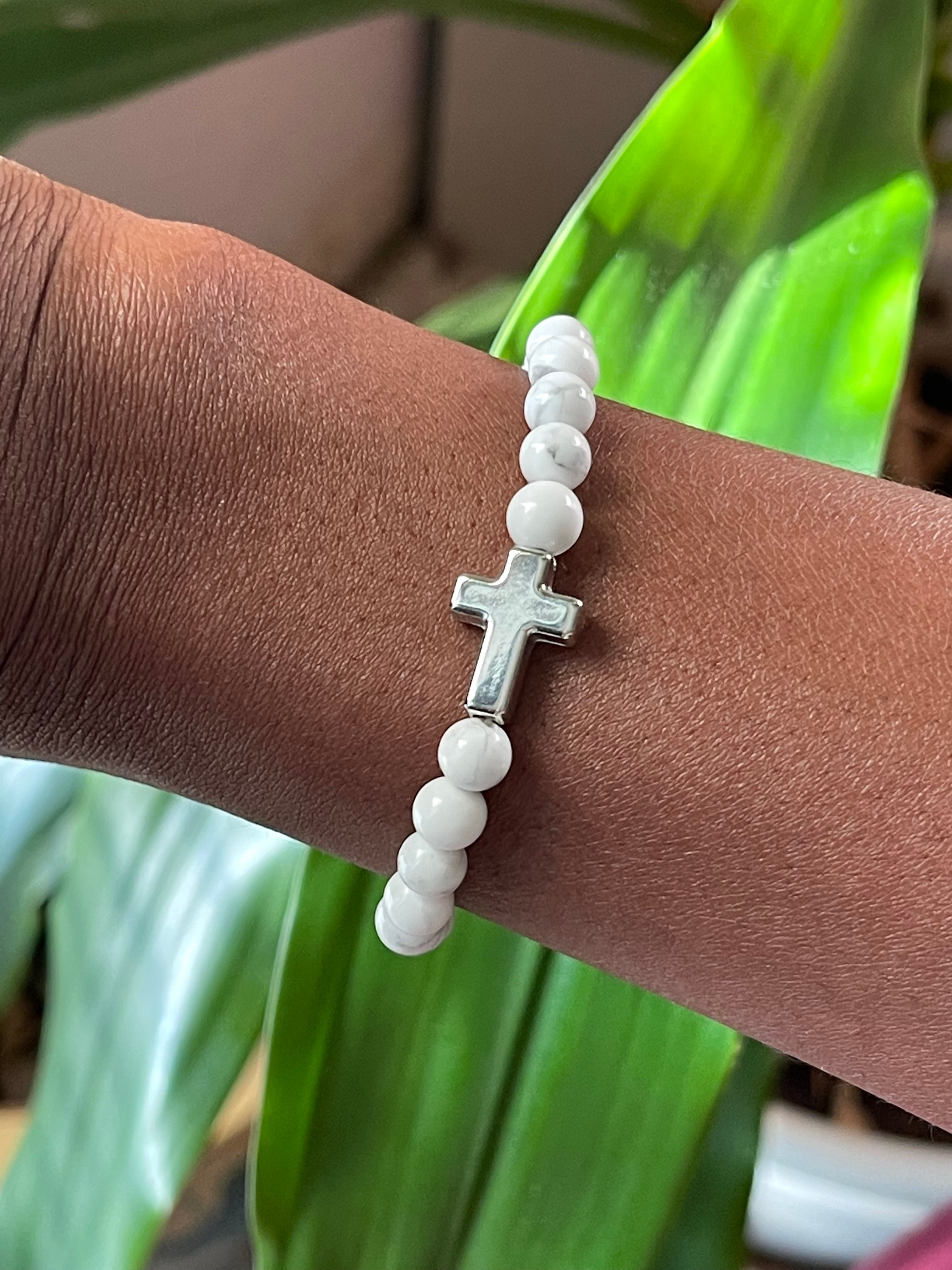 Howlite Cross Bracelet