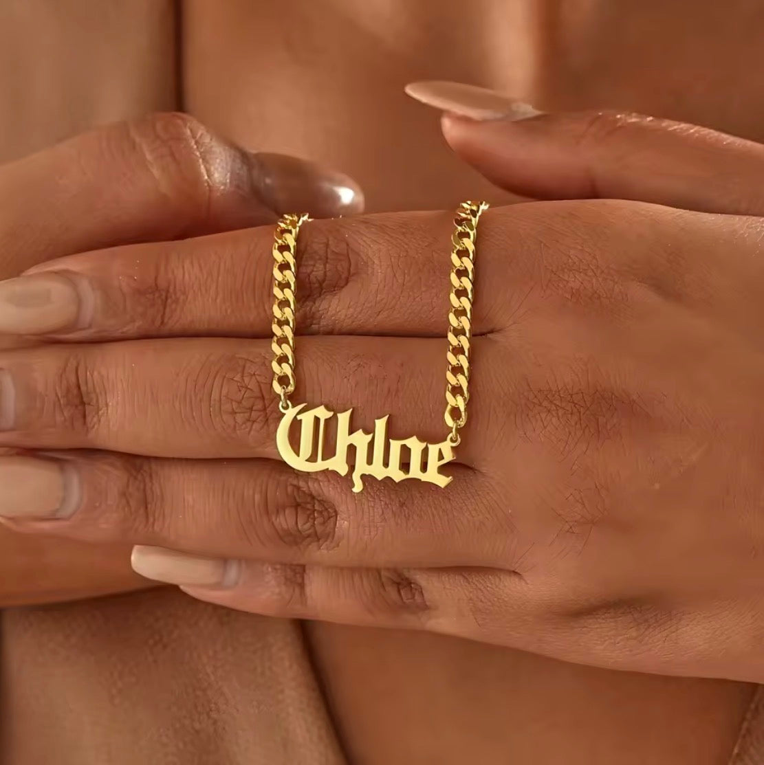 Old English Custom Name Necklace