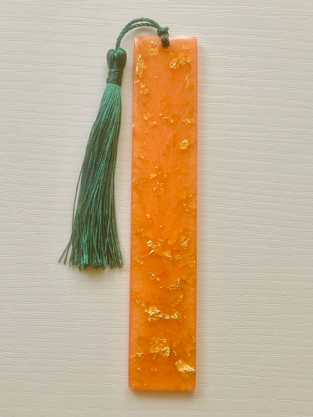 Resin Golden Peach Gold Leaf Bookmark