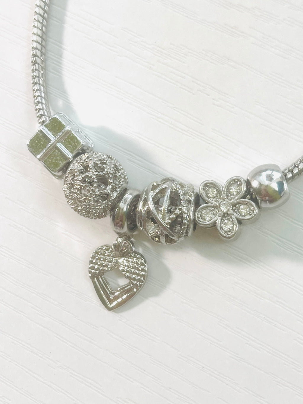 7” Silver Heart Charm Bracelet
