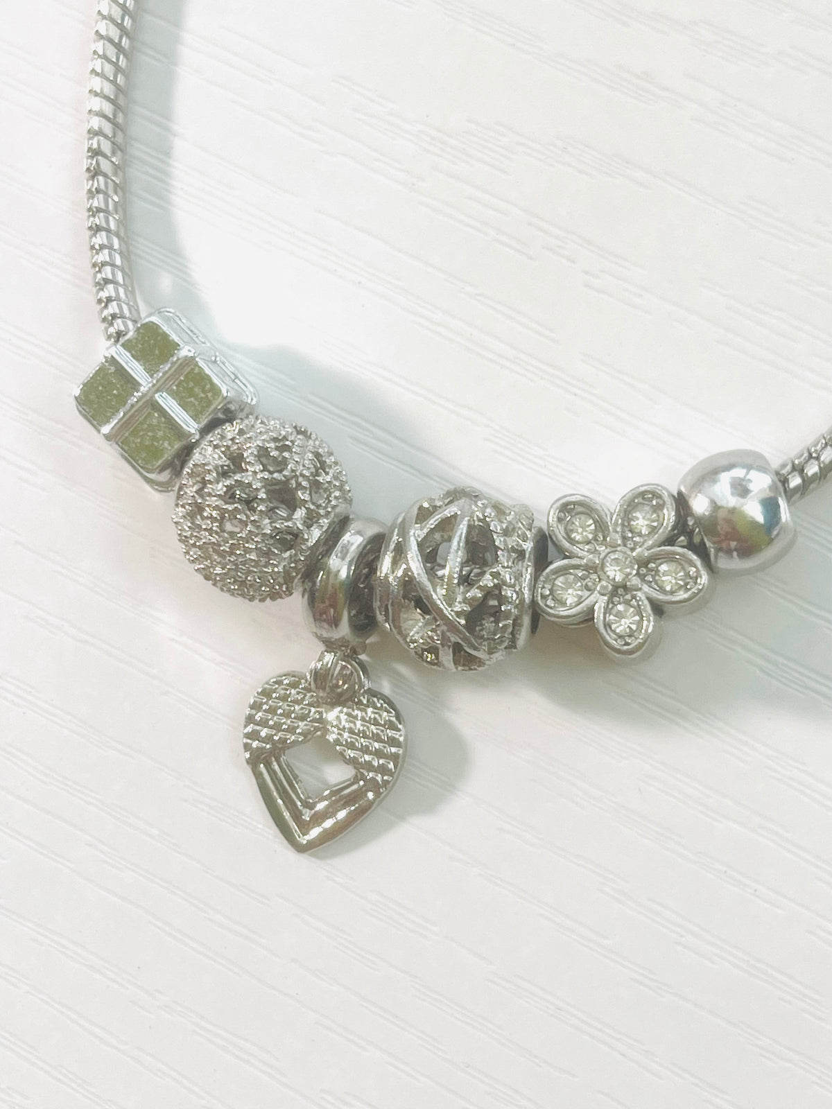 7” Silver Heart Charm Bracelet