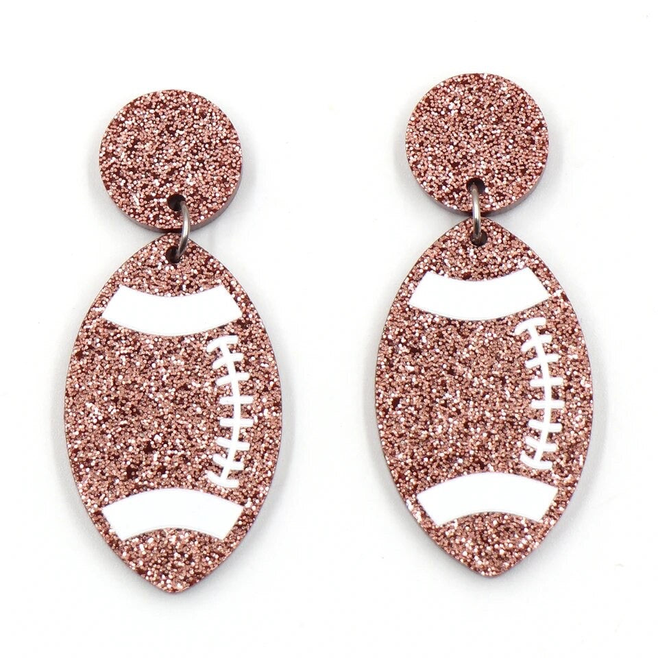 Glitter Football Earrings