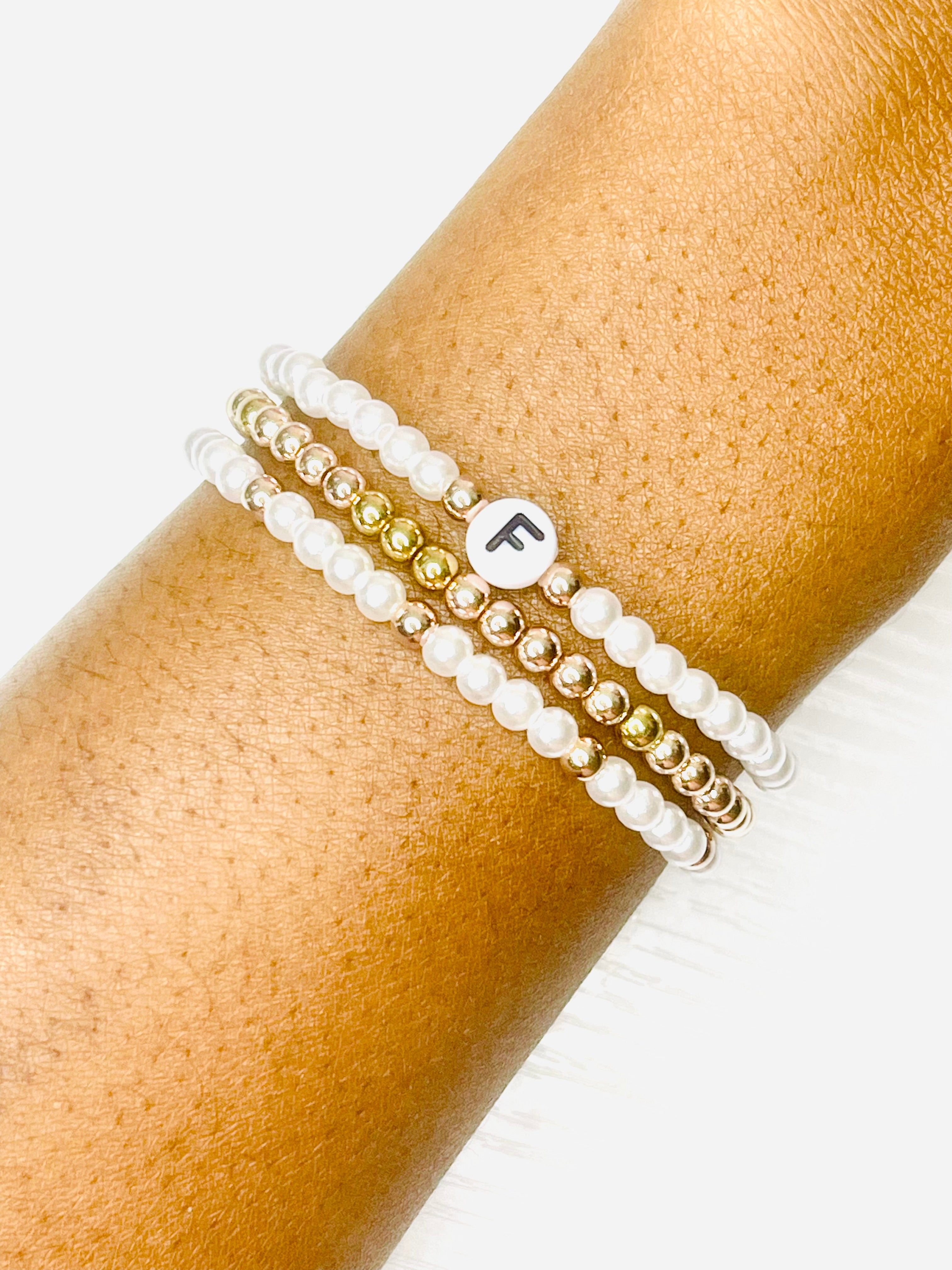 Pearl Golden Initial Bracelet
