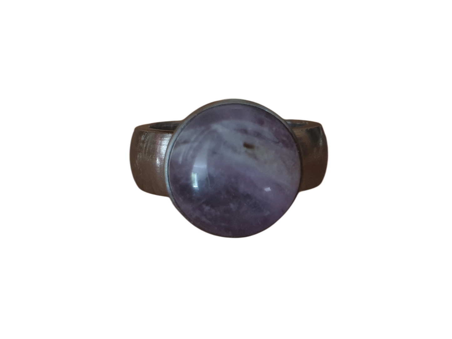 Forgestone Åben Ring med Lilla Sten – Elegant Justerbart Design